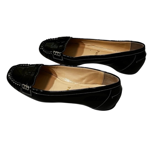 CHRISTIAN LOUBOUTIN - SIZE 37 / US 6.5 BLACK PATENT LEATHER PENNY LOAFERS - S7 - Picture 5 of 13